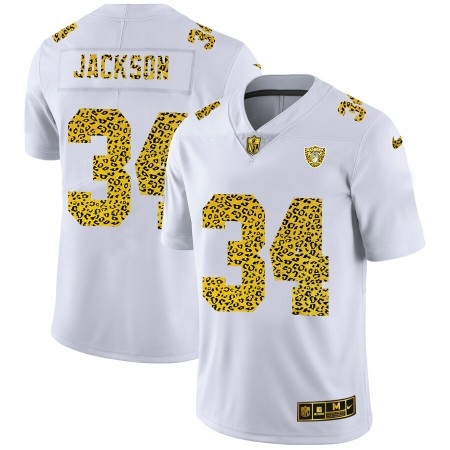 Maillot Homme Las Vegas Raiders Bo Jackson 34 Nike Flocked Leopard Print Blanc